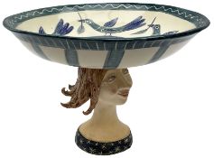 Ceramic 'girl with bird plate'