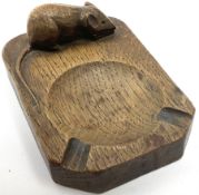 'Mouseman' oak ashtray