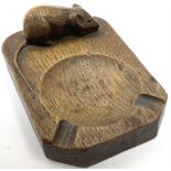 'Mouseman' oak ashtray