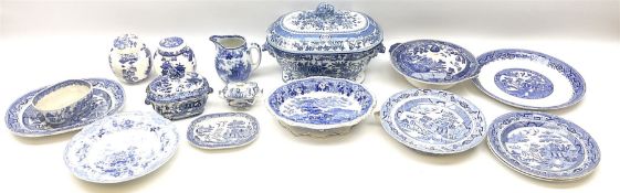 Collection of 19th century and later blue and white