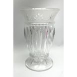 French moulded glass vase with twisted bands surrounding faceted vertical panels