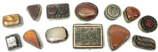 Collection of Eastern white metal snuff boxes