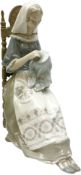 Large Lladro figurine modelled as Insular Embroideress