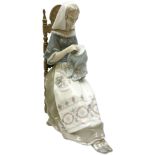 Large Lladro figurine modelled as Insular Embroideress