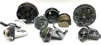 Eight fishing reels including S. Allcock & Co Ltd 'Easicast'