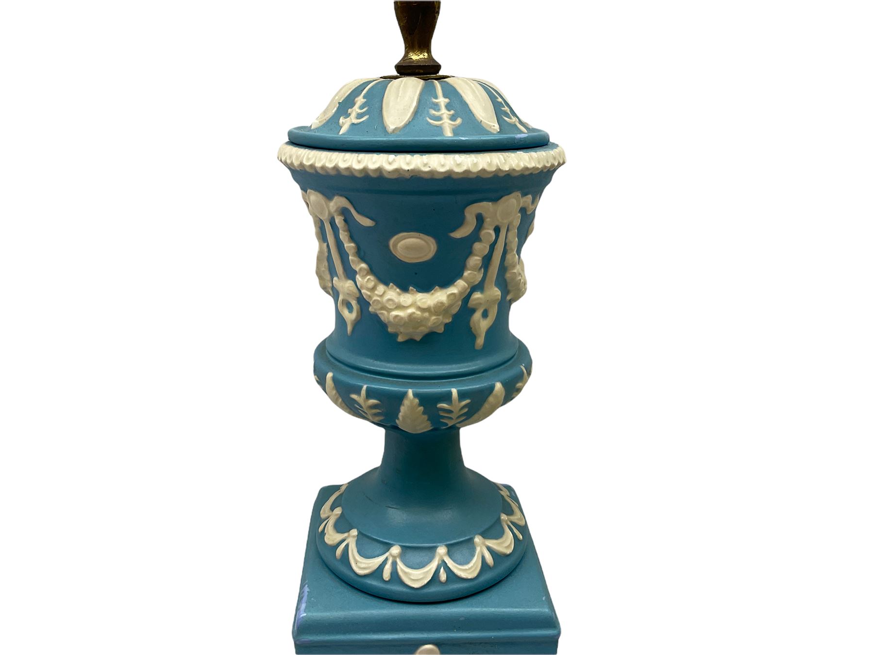 Ceramic urn shaped table lamp on a square pedestal base - Image 3 of 13