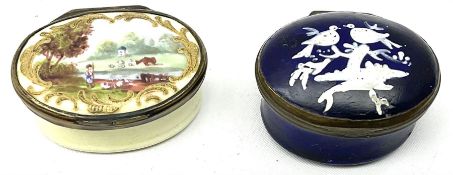 Georgian enamel patch box of oval form