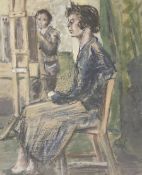 Willie Drecker (Early 20th century): 'Femme Parisienne' the artist at work