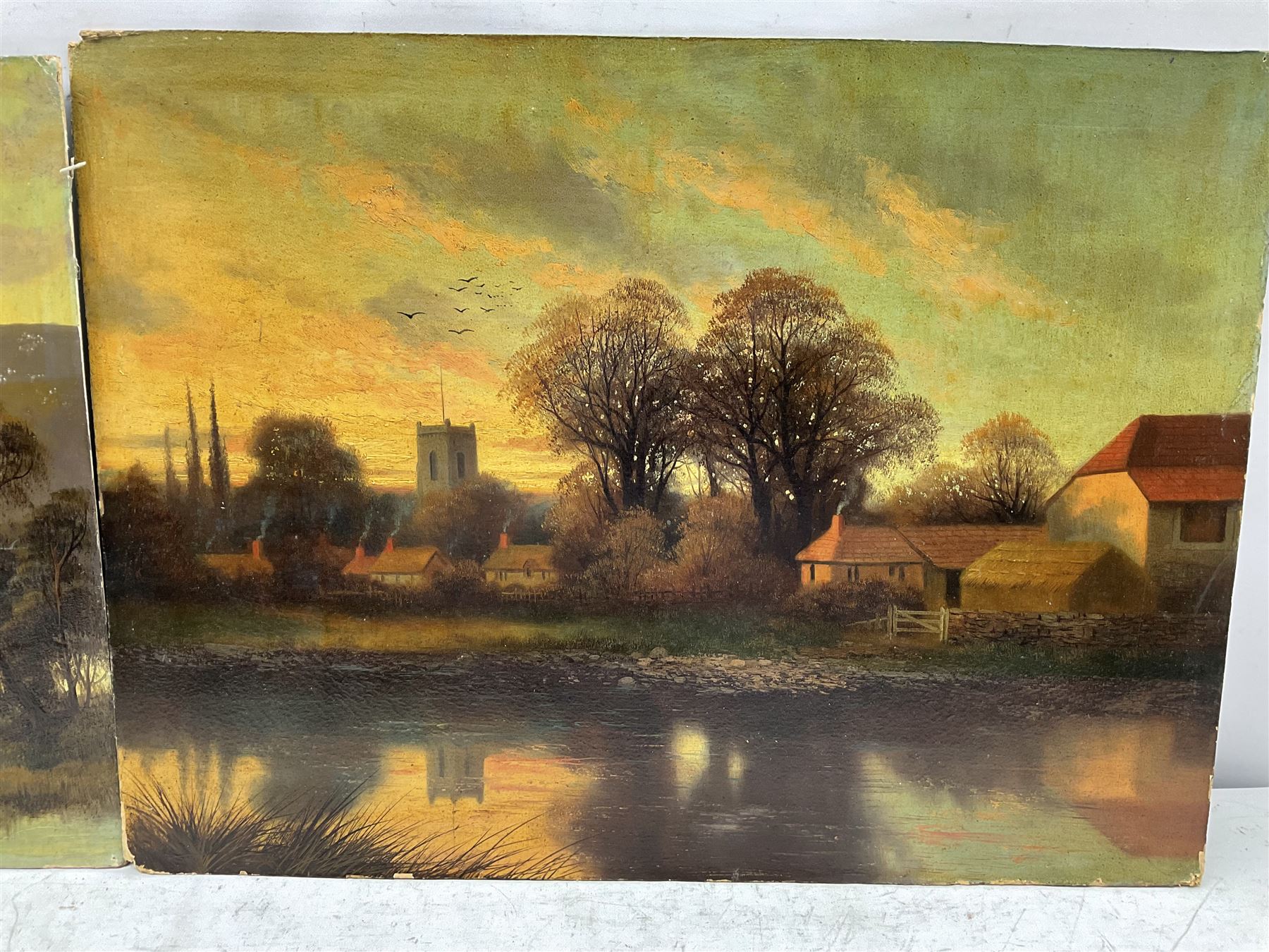 English School (19th century): Lakeland and River scenes at Sunset - Image 2 of 4