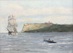 Robert Sheader (British 20th century): Brigantine and Coble off Scarborough North Bay