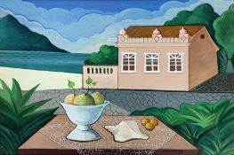 Nildo Martins (Brazilian 1948-): 'Villa by the Lagoon'