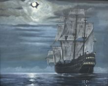 K Kirby (British 20th century): Moonlight Galleon