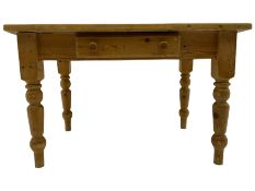 Solid pine farmhouse kitchen table with drawer