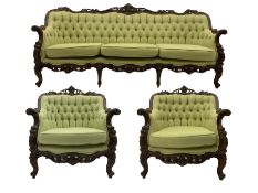 Late 20th century continental baroque three piece lounge suite