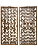 Pair 19th century Chinese lattice wall panels