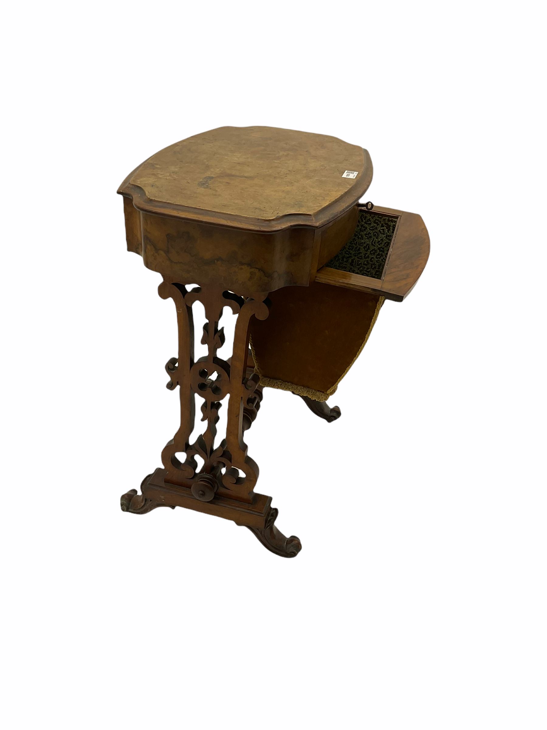 Victorian figured walnut work table - Image 5 of 5