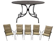 Neptune Furniture - Boscombe black granite and black powder coated steel garden table with circular