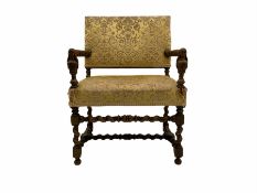 Early 20th century wide seat upholstered armchair