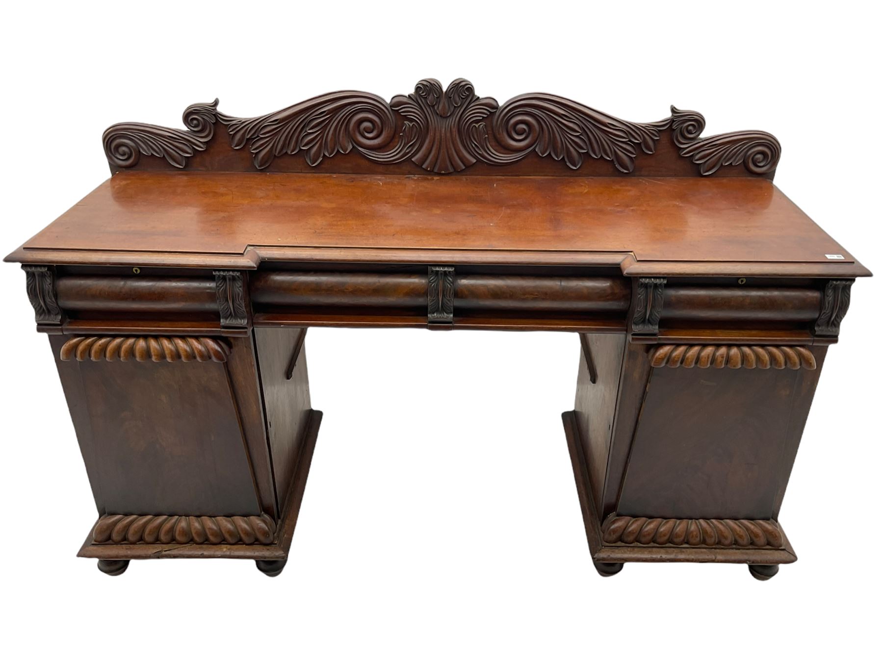 Early 19th century figured mahogany twin pedestal sideboard - Image 2 of 10