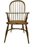 Georgian style light elm Windsor armchair