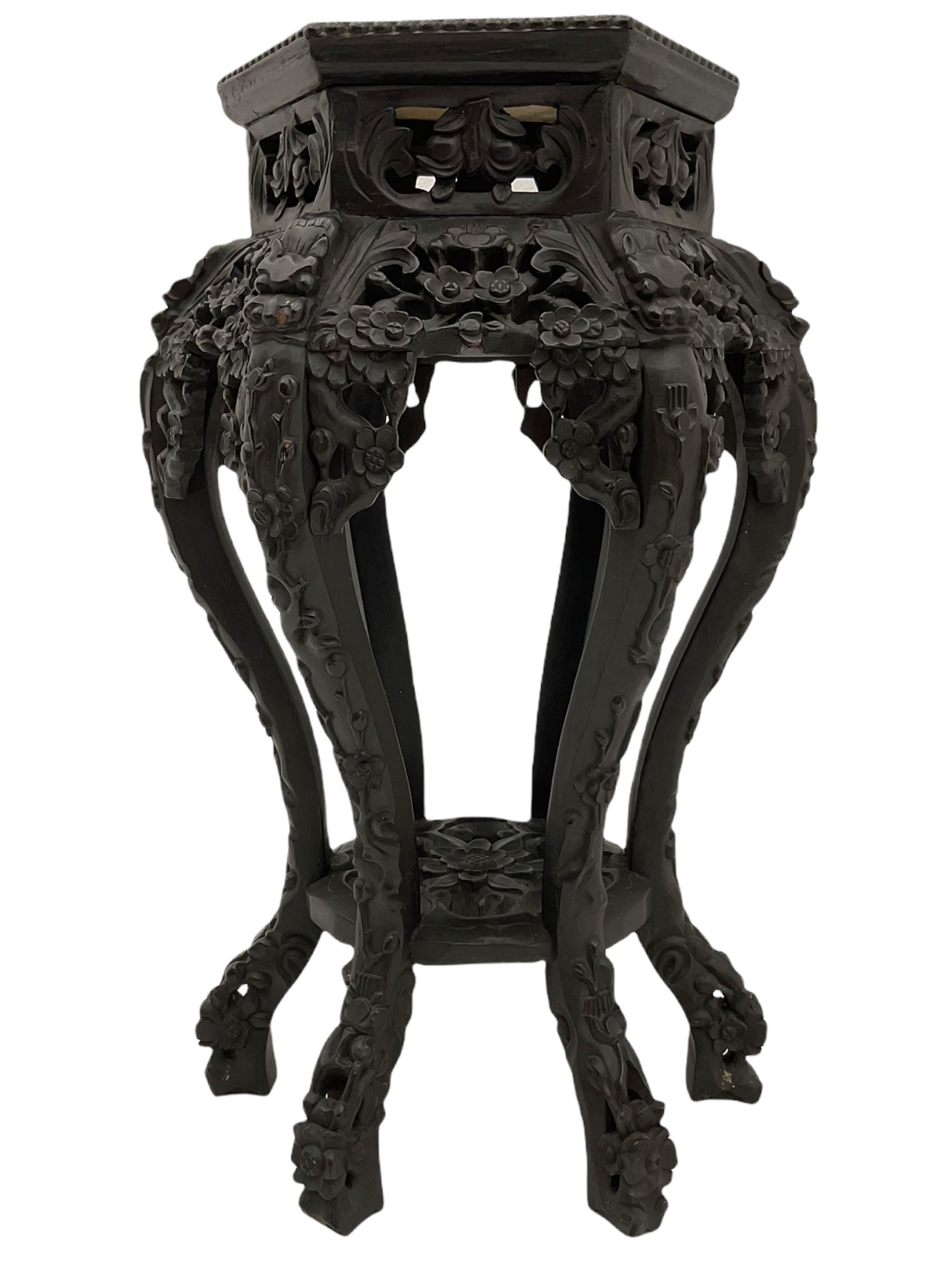 Chinese carved hardwood jardini�re stand