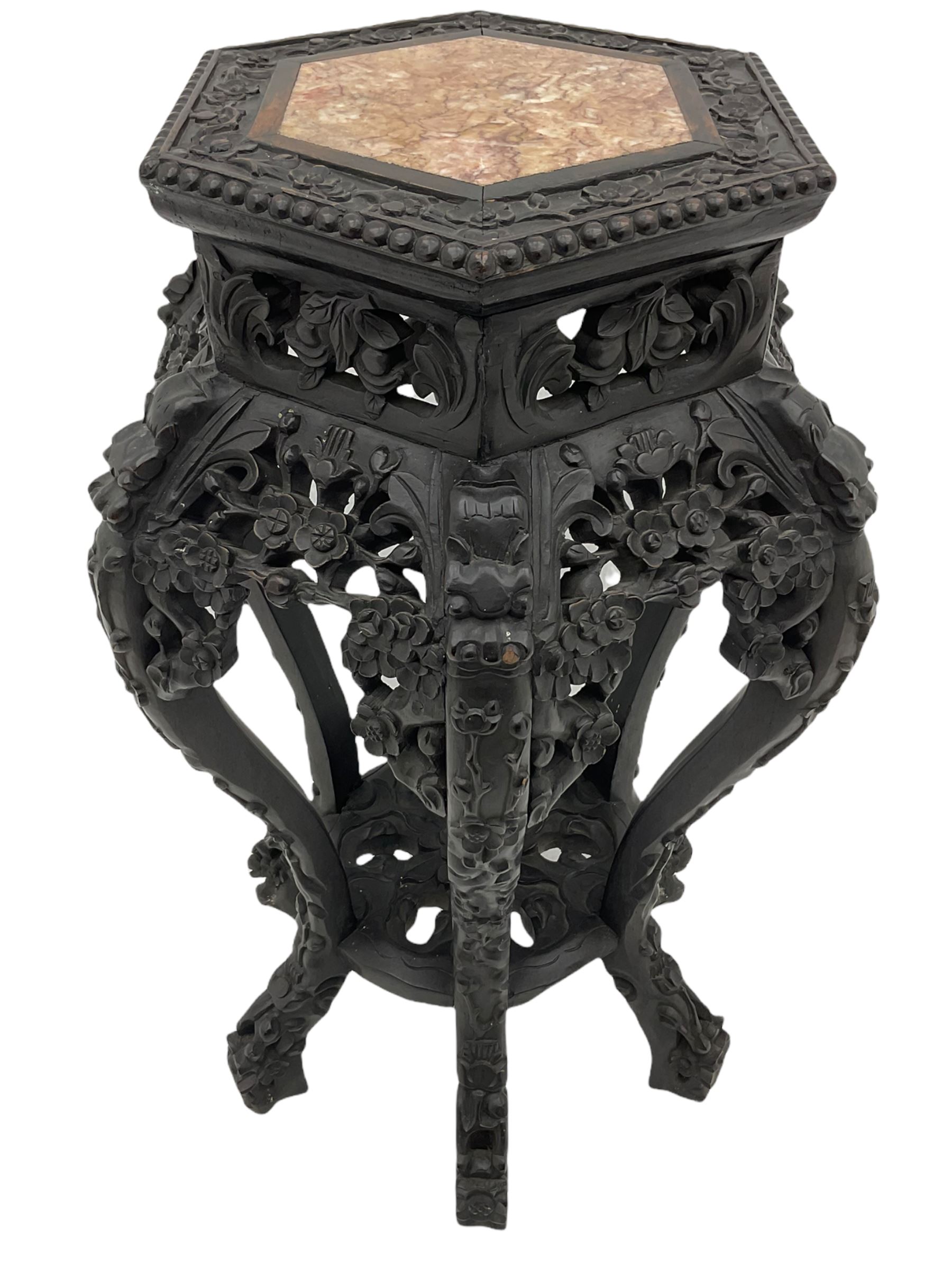 Chinese carved hardwood jardini�re stand - Image 2 of 8