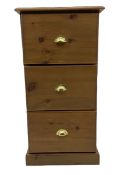 Pine three drawer filing chest