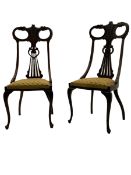 Pair early 20th century mahogany bedroom chairs
