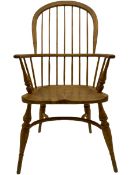 Georgian style light elm Windsor armchair