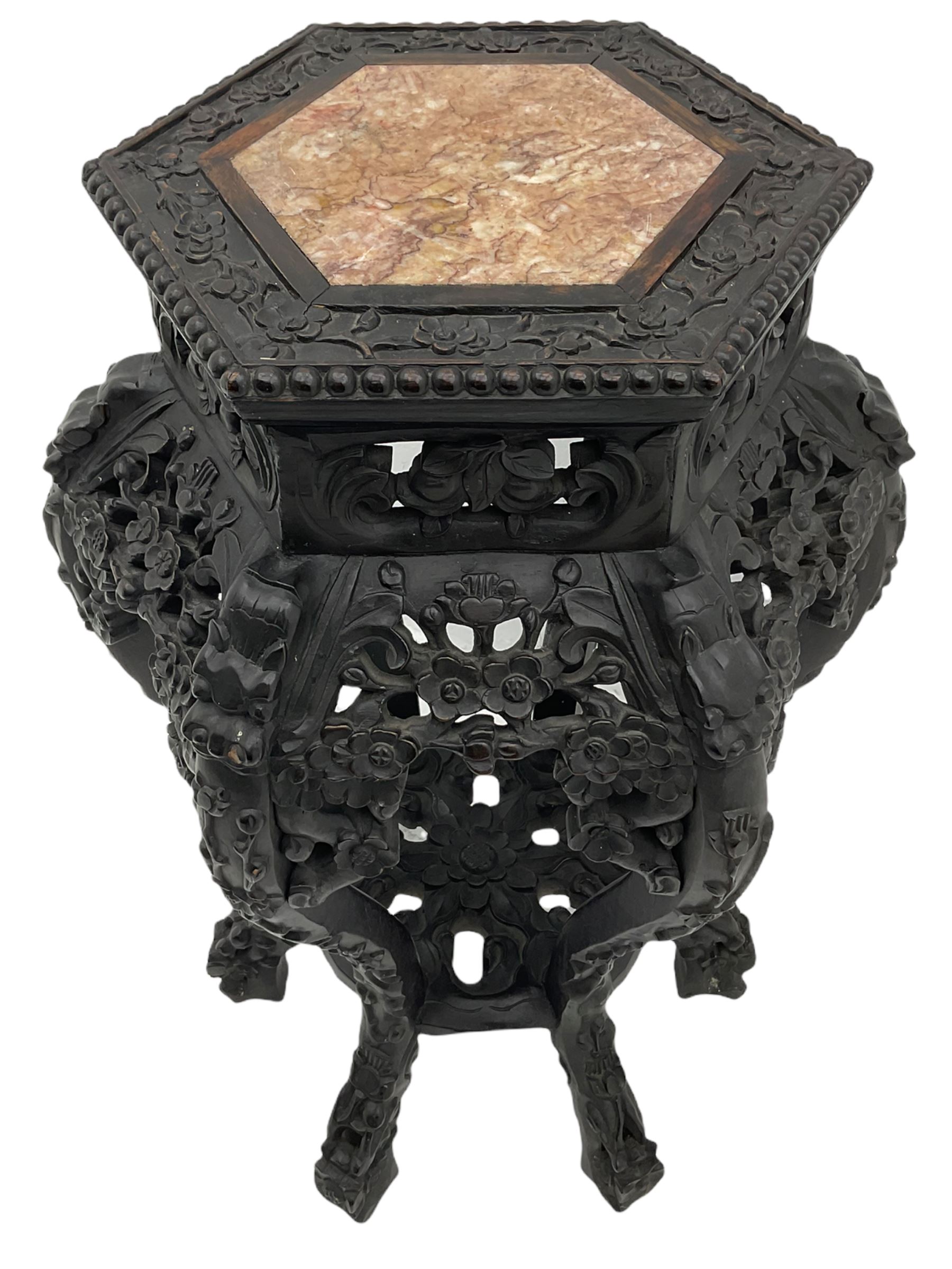 Chinese carved hardwood jardini�re stand - Image 4 of 8