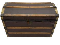 Early to mid 20th century wood and metal bound trunk