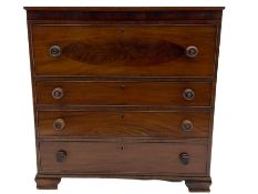 19th century figured mahogany secretaire chest