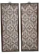 Pair 19th century Chinese lattice wall panels