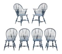 D.R. Dimes Furniture - set six American Windsor dining chairs