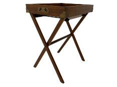 Contemporary military style hardwood butlers tray on stand