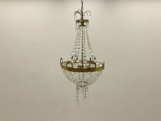 Late 20th century gilt metal and cut glass chandelier