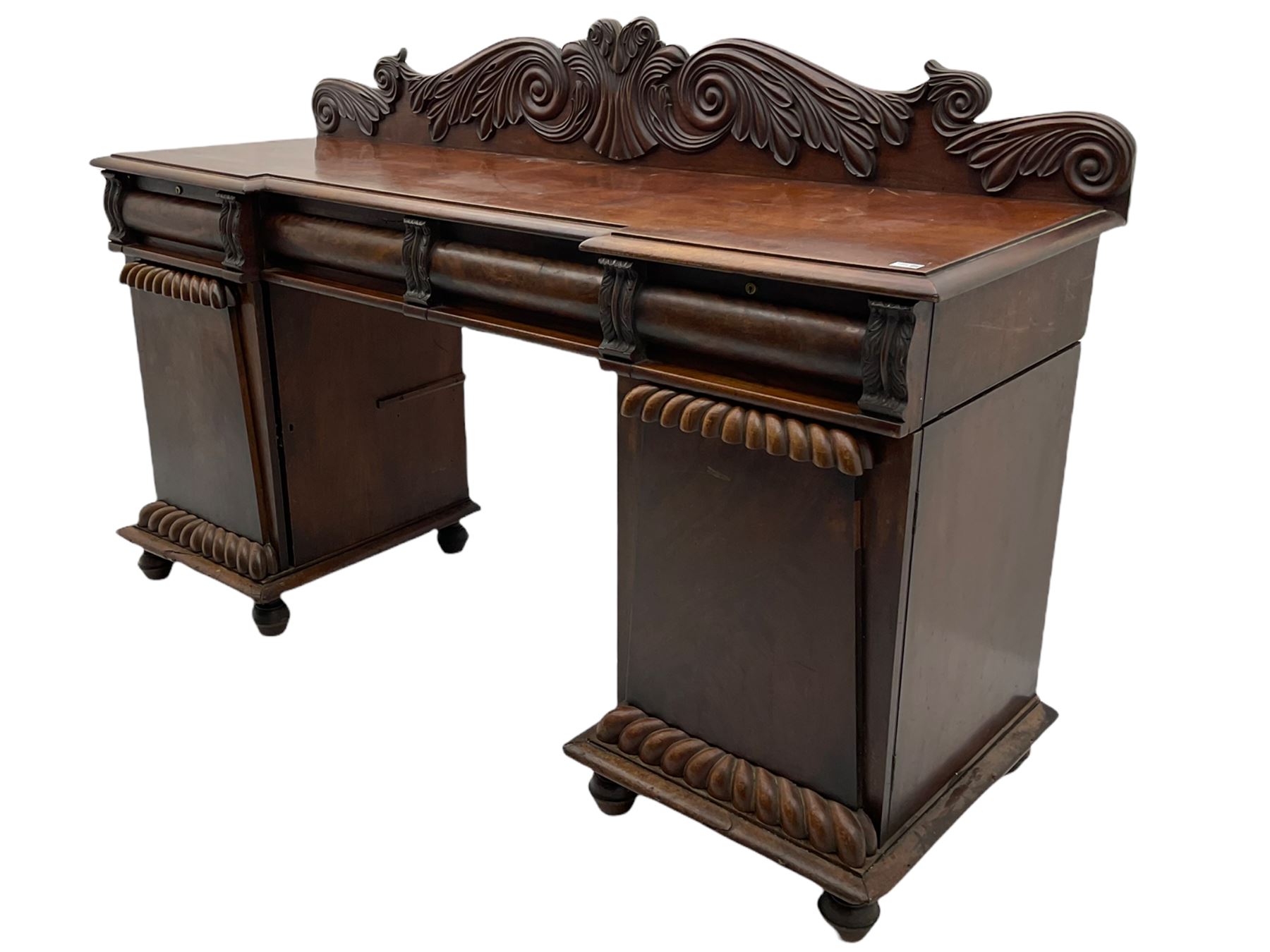 Early 19th century figured mahogany twin pedestal sideboard - Image 4 of 10