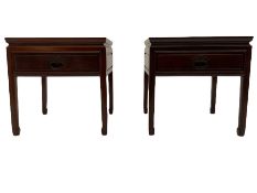 Pair of Chinese hardwood lamp tables with drawers