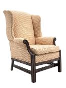Georgian style mahogany framed wingback armchair