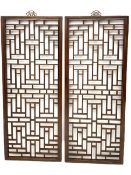 Pair 19th century Chinese lattice wall panels