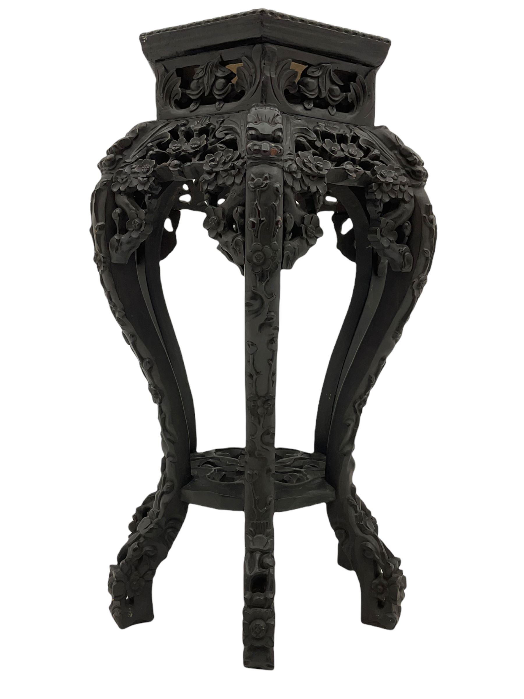 Chinese carved hardwood jardini�re stand - Image 3 of 8