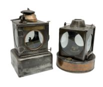 Lamp Manufacturing & Railway Supplies Ltd Welch Patent steel and copper railway lamp marked LNER