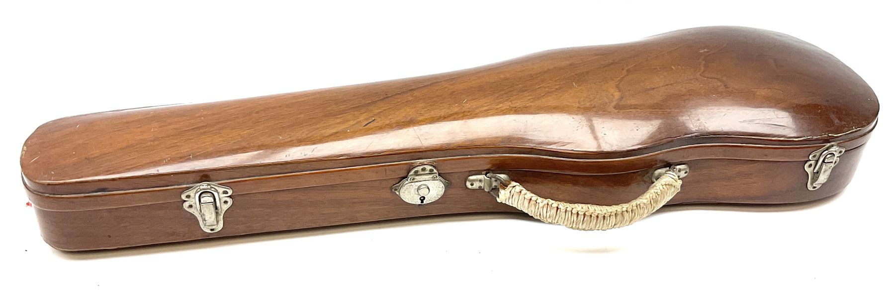 Continental American walnut violin case with orange velvet lining - Image 6 of 11