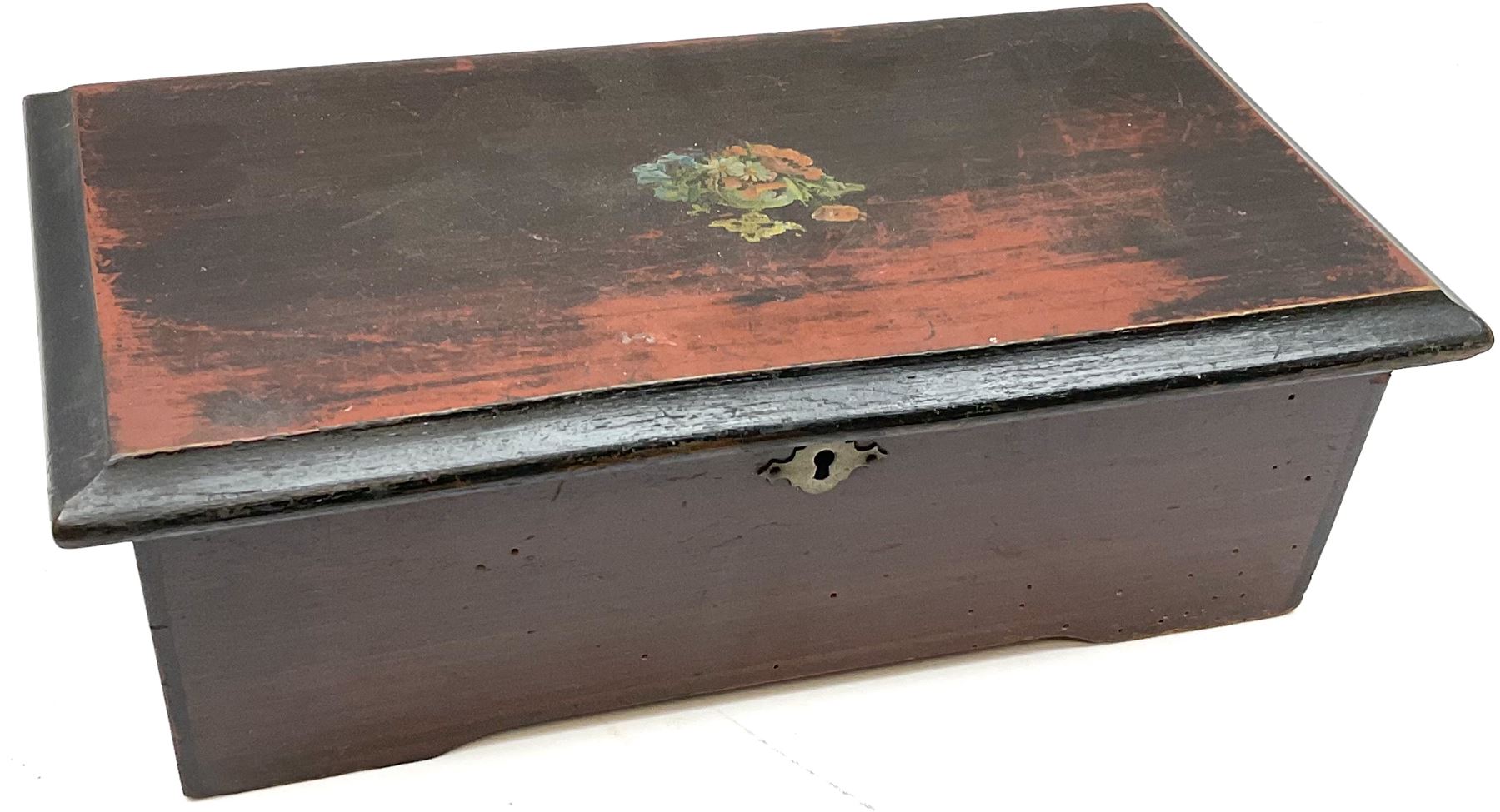 Late 19th century Swiss musical box for restoration with lever wind 9cm barrel - Image 2 of 14