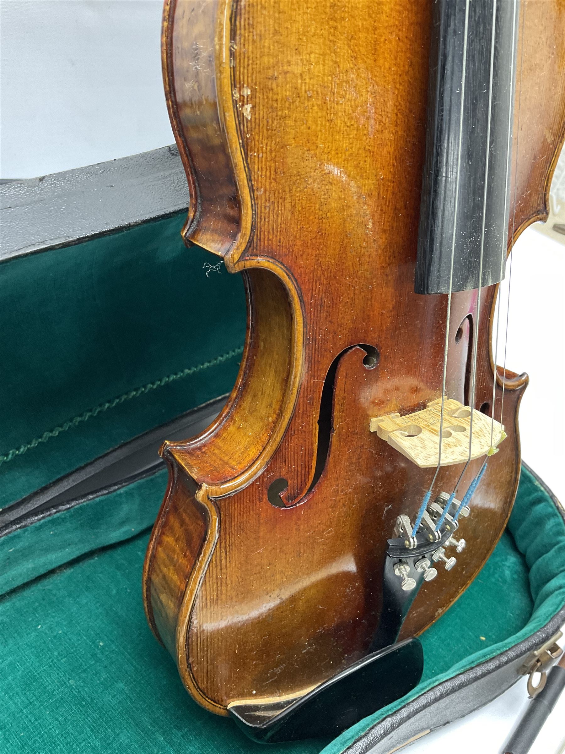 French violin c1900 with 36cm one-piece maple back and ribs and spruce top - Image 5 of 13