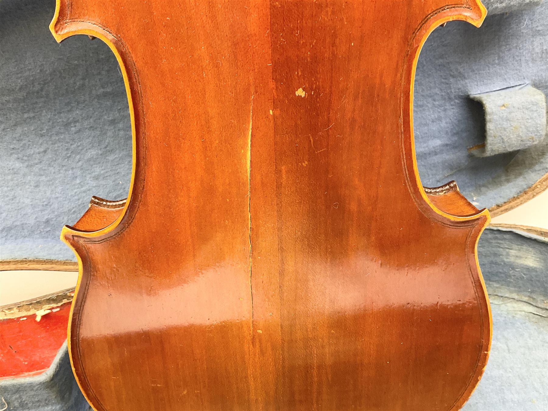 French Medio Fino violin c1920 for restoration and completion with 36cm two-piece maple back and rib - Image 8 of 20