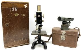 Black finished monocular microscope by Prior London No. 17372