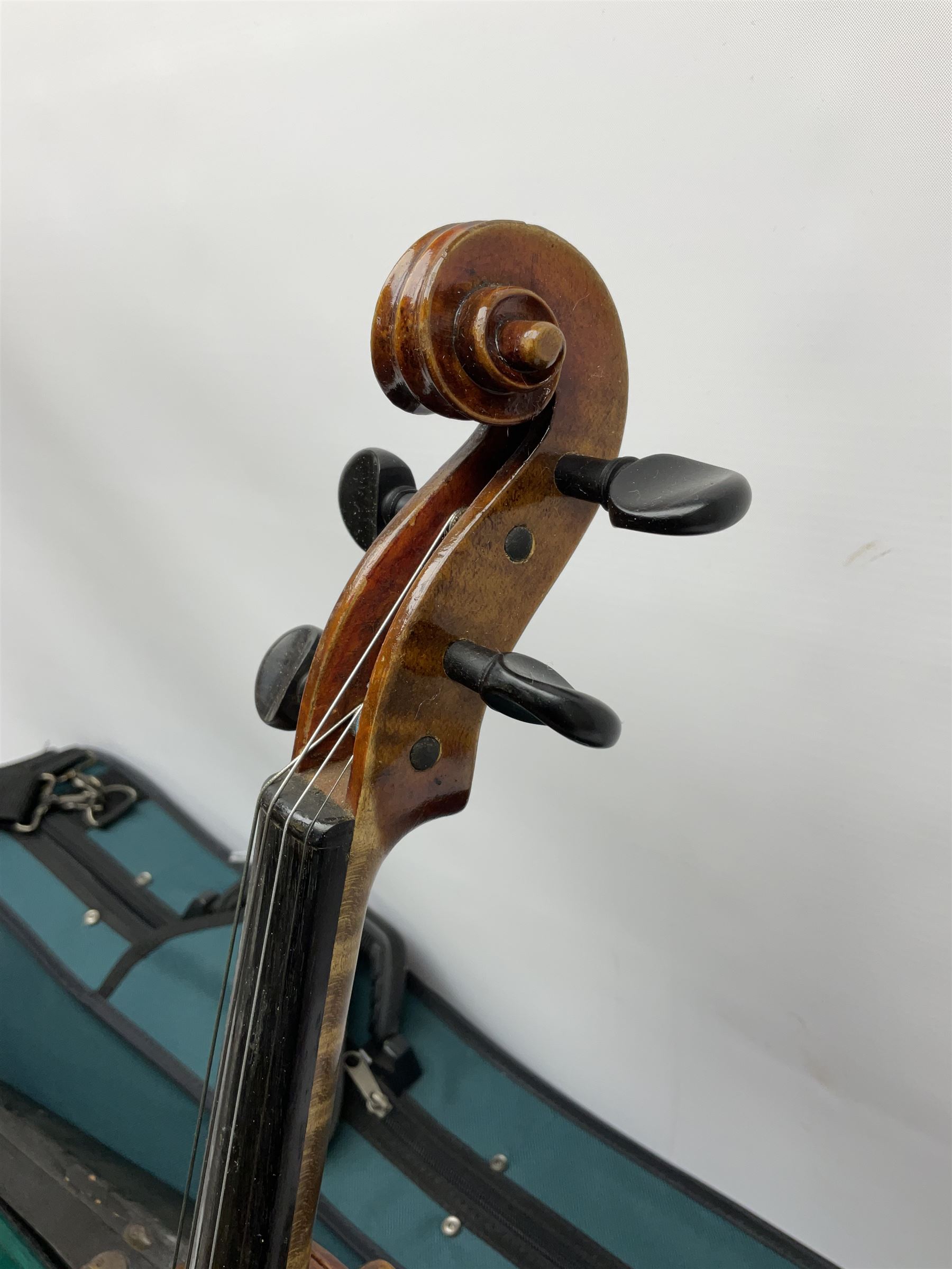 French violin c1900 with 36cm one-piece maple back and ribs and spruce top - Image 4 of 13
