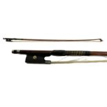 Unmarked German silver mounted pernambuco violin bow c1930s L74cm