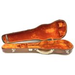 Continental American walnut violin case with orange velvet lining